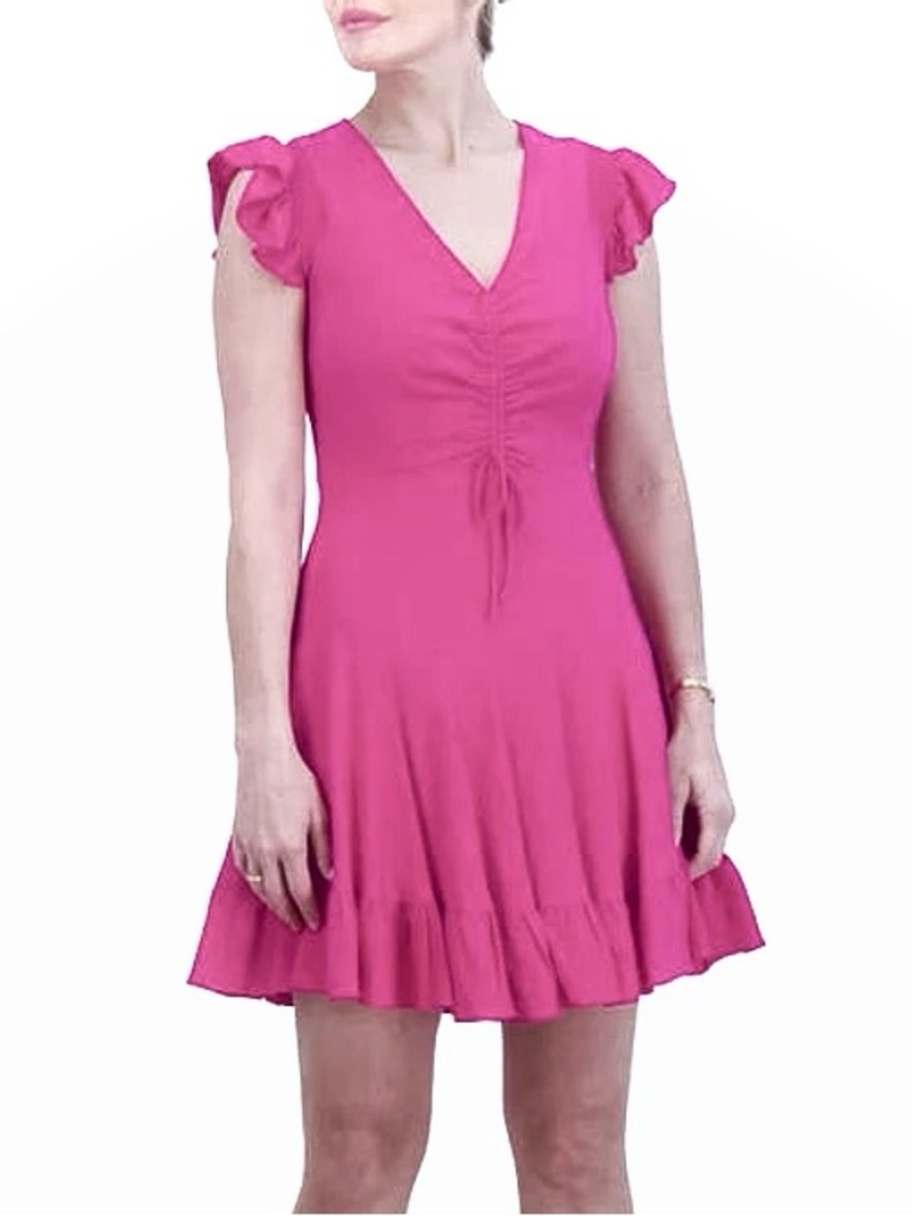 Eliza J Center Ruched Fit & Flare Pink Mini Dress Dress  Size 8